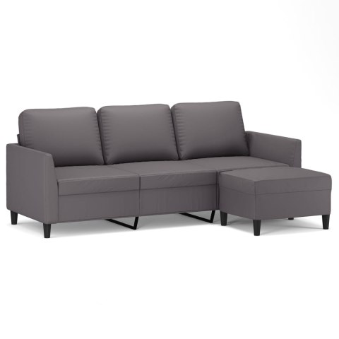 3-OSOBOWA SOFA Z PODNÓŻKIEM SZARY 180CM SZTUCZNA SKÓRA
