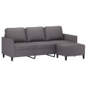 3-OSOBOWA SOFA Z PODNÓŻKIEM SZARY 180CM SZTUCZNA SKÓRA