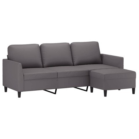 3-OSOBOWA SOFA Z PODNÓŻKIEM SZARY 180CM SZTUCZNA SKÓRA