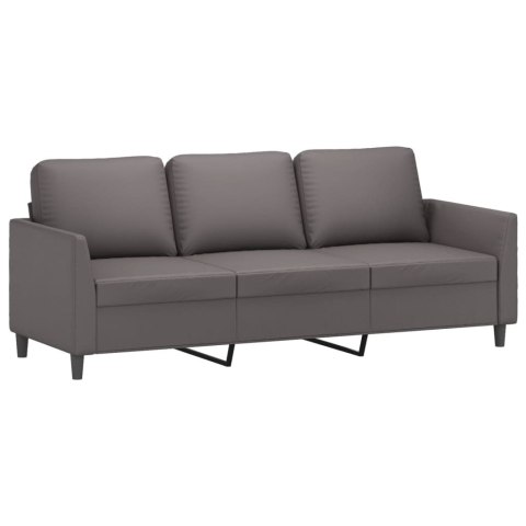 3-OSOBOWA SOFA Z PODNÓŻKIEM SZARY 180CM SZTUCZNA SKÓRA