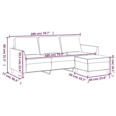 3-OSOBOWA SOFA Z PODNÓŻKIEM SZARY 180CM SZTUCZNA SKÓRA