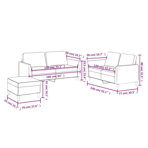 3-CZ. ZESTAW SOF Z PODUSZKAMI CZARNY SZTUCZNA SKÓRA