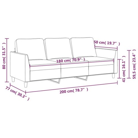 3-OSOBOWA SOFA KREMOWA 180CM SZTUCZNA SKÓRA