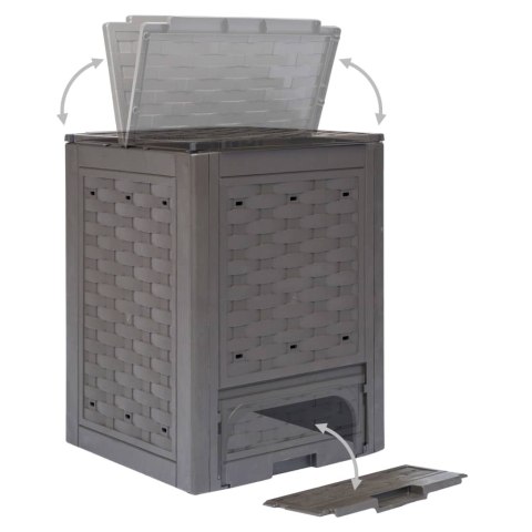 KOMPOSTOWNIK BRĄZOWY 60X60X83CM 300 L RATTAN Z TWORZYWA