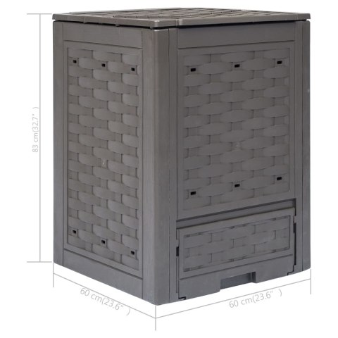 KOMPOSTOWNIK BRĄZOWY 60X60X83CM 300 L RATTAN Z TWORZYWA