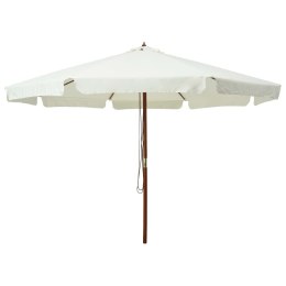 PARASOL OGRODOWY NA DREWNIANYM SŁUPKU 330CM PIASKOWA BIEL