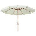 PARASOL OGRODOWY NA DREWNIANYM SŁUPKU 330CM PIASKOWA BIEL