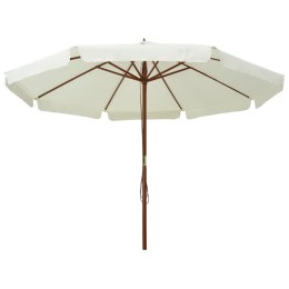 PARASOL OGRODOWY NA DREWNIANYM SŁUPKU 330CM PIASKOWA BIEL