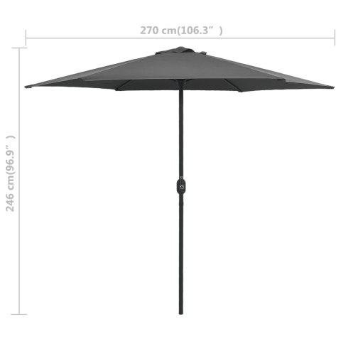 PARASOL OGRODOWY NA ALUMINIOWYM SŁUPKU 270X246CM ANTRACYTOWY