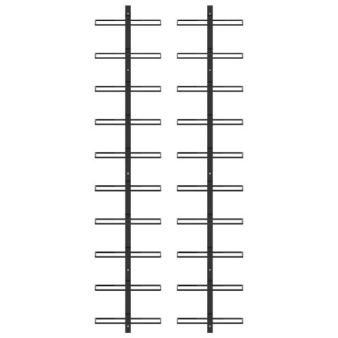 ŚCIENNE UCHWYTY NA 20 BUTELEK WINA 2 SZT. CZARNE METALOWE