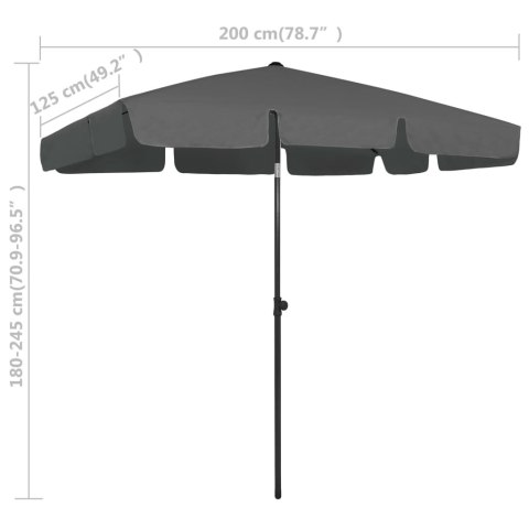 PARASOL PLAŻOWY ANTRACYTOWY 200X125CM
