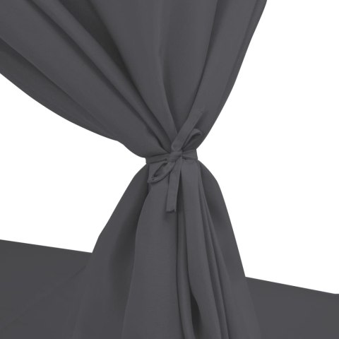 LEŻAK OGRODOWY Z BALDACHIMEM RATTAN PE SZARY