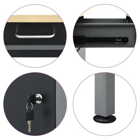 STÓŁ ROBOCZY CZARNY 160X60X85CM STAL