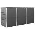 OSŁONA NA 3 KOSZE NA ŚMIECI 207X77,5X112,5CM STAL NIERDZEWNA