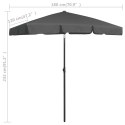 PARASOL PLAŻOWY ANTRACYTOWY 180X120CM