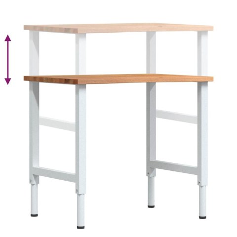 STOLIK ROBOCZY JASNY BRĄZ 80X60X(71,5-98)CM DREWNO DĘBOWE