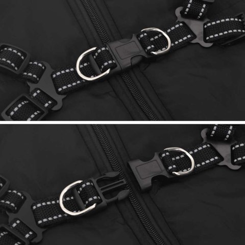 PŁASZCZ DLA PSA Z SZELKAMI WODOODPORNY CZARNY 3XL