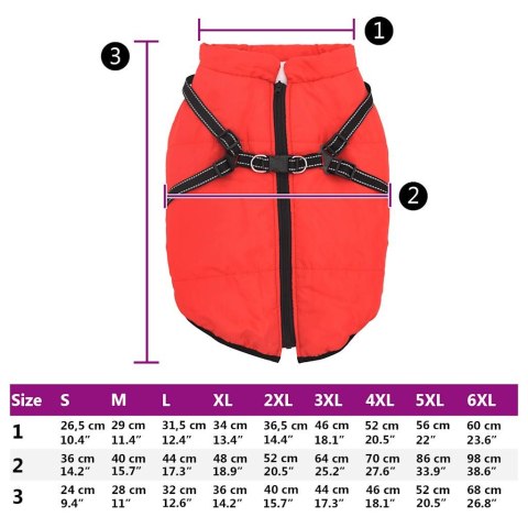 PŁASZCZ UBRANKO KURTECZKA DLA PSA Z SZELKAMI WODOODPORNY CZERWONY 6XL