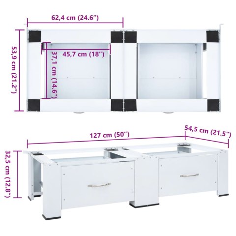 PODWÓJNY PODEST POD PRALKĘ SUSZARKĘ Z SZUFLADAMI BIAŁY DO 200KG