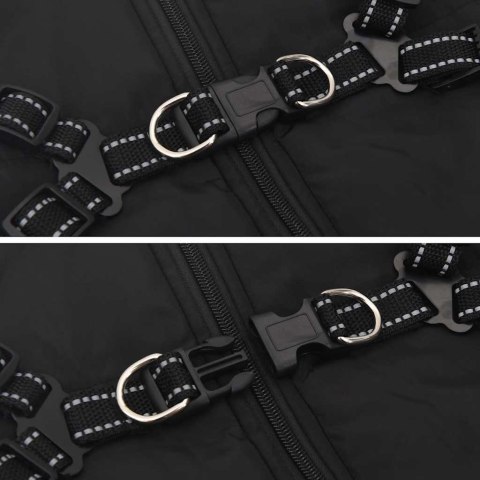 PŁASZCZ DLA PSA Z SZELKAMI WODOODPORNY CZARNY 5XL