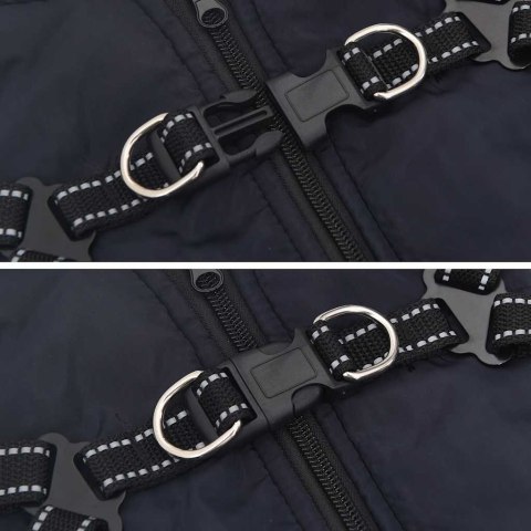 PŁASZCZ DLA PSA Z SZELKAMI WODOODPORNY GRANATOWY S