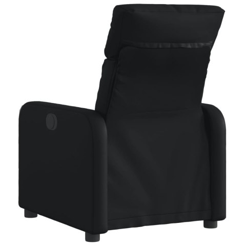 ELEKTRYCZNY FOTEL ROZKŁADANY CZARNY OBITY SZTUCZNĄ SKÓRĄ