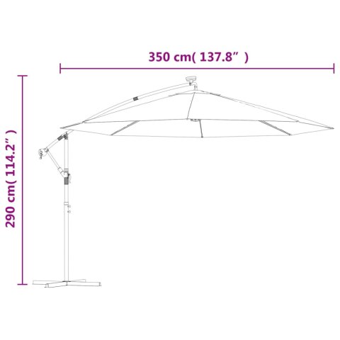 PARASOL WISZĄCY Z LED I METALOWYM SŁUPKIEM 350CM ZIELONY
