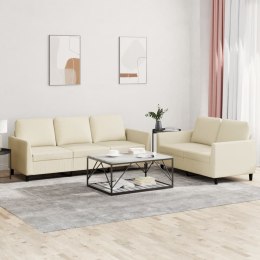 2-OSOBOWA SOFA Z PODUSZKAMI KREMOWA SZTUCZNA SKÓRA