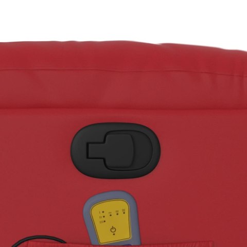 ROZKŁADANY FOTEL MASUJĄCY CZERWONY SZTUCZNA SKÓRA