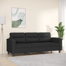 3-OSOBOWA SOFA CZARNY 180CM TAPICEROWANA MIKROFIBRĄ