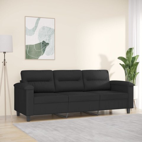 3-OSOBOWA SOFA CZARNY 180CM TAPICEROWANA MIKROFIBRĄ