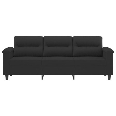 3-OSOBOWA SOFA CZARNY 180CM TAPICEROWANA MIKROFIBRĄ