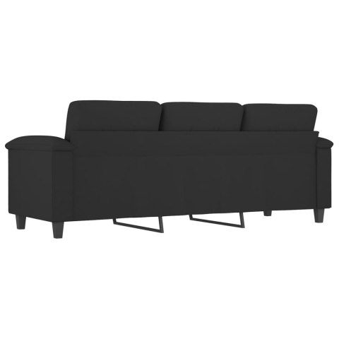 3-OSOBOWA SOFA CZARNY 180CM TAPICEROWANA MIKROFIBRĄ