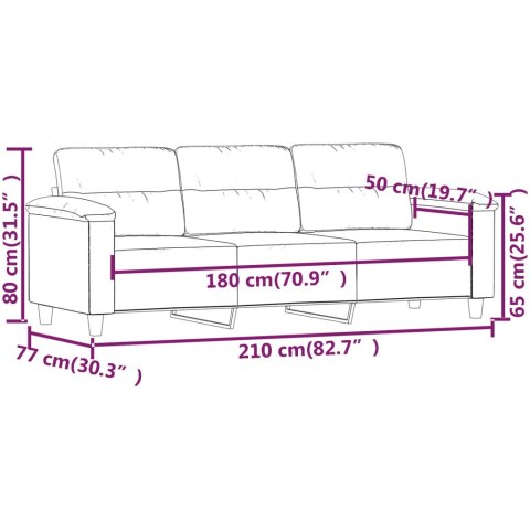 3-OSOBOWA SOFA CZARNY 180CM TAPICEROWANA MIKROFIBRĄ