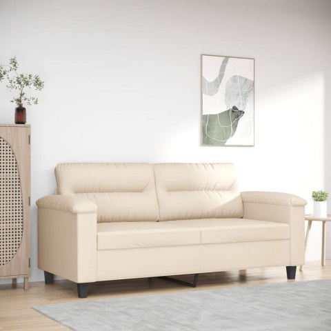 SOFA 2-OSOBOWA BEŻOWY 140CM TAPICEROWANA MIKROFIBRĄ