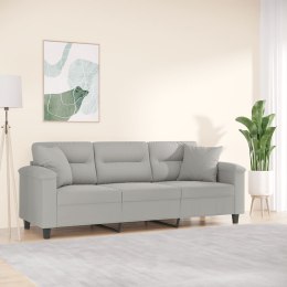 3-OSOBOWA SOFA Z PODUSZKAMI JASNOSZARA 180CM MIKROFIBRA