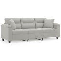 3-OSOBOWA SOFA Z PODUSZKAMI JASNOSZARA 180CM MIKROFIBRA