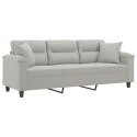 3-OSOBOWA SOFA Z PODUSZKAMI JASNOSZARA 180CM MIKROFIBRA