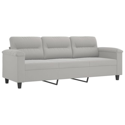 3-OSOBOWA SOFA Z PODUSZKAMI JASNOSZARA 180CM MIKROFIBRA