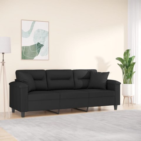 3-OSOBOWA SOFA Z PODUSZKAMI CZARNA 180CM MIKROFIBRA