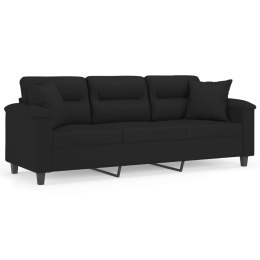 3-OSOBOWA SOFA Z PODUSZKAMI CZARNA 180CM MIKROFIBRA