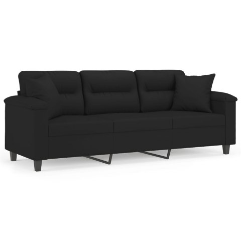 3-OSOBOWA SOFA Z PODUSZKAMI CZARNA 180CM MIKROFIBRA