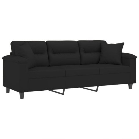 3-OSOBOWA SOFA Z PODUSZKAMI CZARNA 180CM MIKROFIBRA