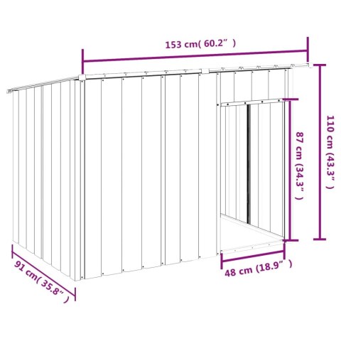 BUDA DLA PSA Z DACHEM ANTRACYTOWA 153X91X110CM STAL