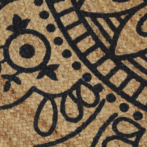 RĘCZNIE WYKONANY DYWANIK JUTA CIEMNONIEBIESKI NADRUK 150CM