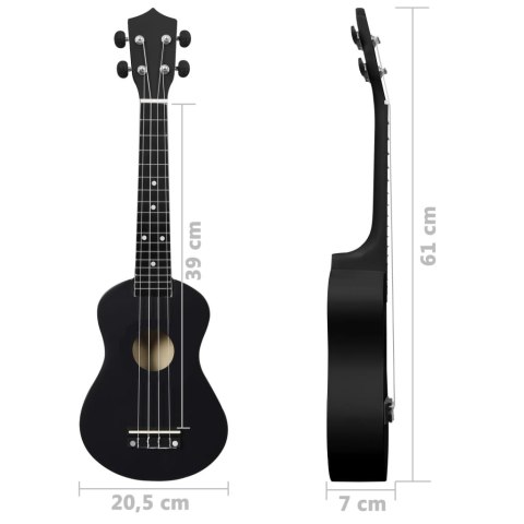 UKULELE SOPRANOWE Z POKROWCEM DLA DZIECI CZARNE 23"