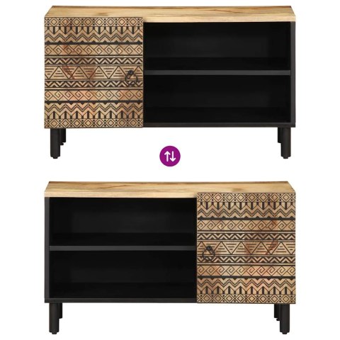 SZAFKA POD TV CZARNE 80X33,5X46CM SUROWE LITE DREWNO MANGO