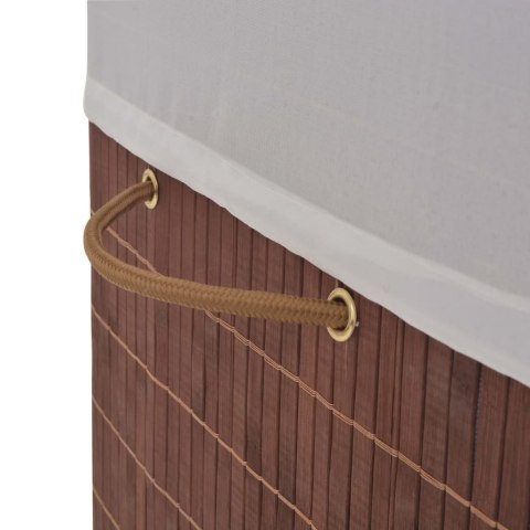 BAMBUSOWY KOSZ NA PRANIE PROSTOKĄTNY BRĄZOWY