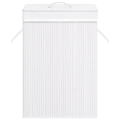 BAMBUSOWY KOSZ NA PRANIE Z POJEDYNCZĄ PRZEGRODĄ BIAŁY