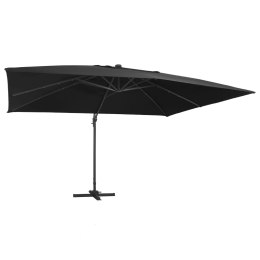 PARASOL WISZĄCY Z LED I ALUMINIOWYM SŁUPKIEM 400X300CM CZARNY